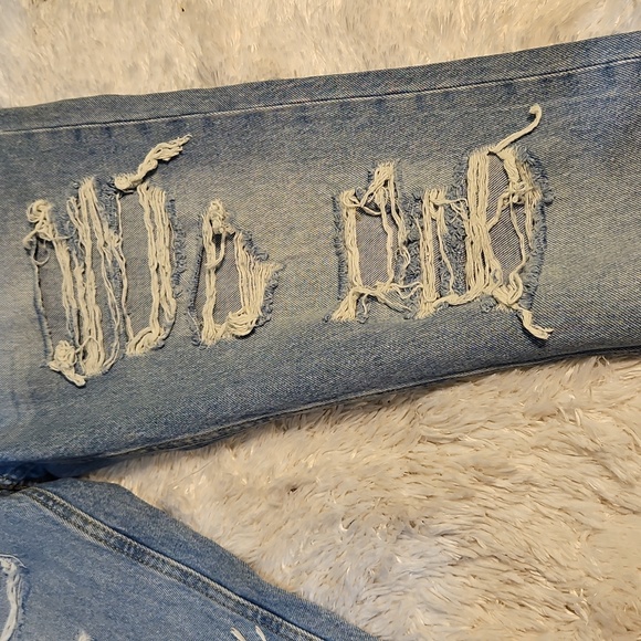 Distressed Blue Jeans Boyfriend Low‎ Waist Size 10  Nwt - Picture 3 of 10